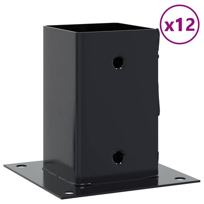 Basi per Pali Quadrati 12 pz 81x81mm Acciaio Verniciato Polvere | homemem39