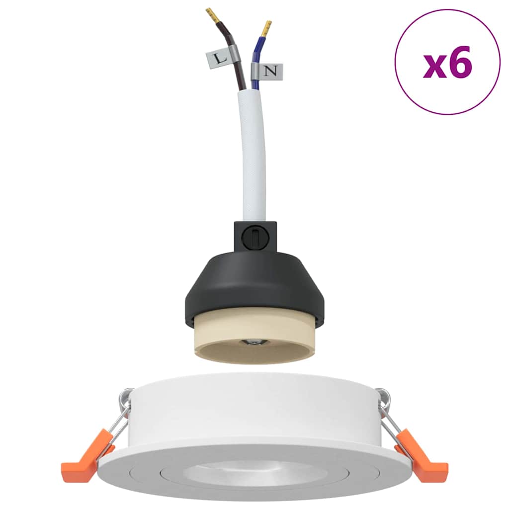 Spotlights con i riflettori 6 pcs Bianco 9 x 9 x cm Alluminio - homemem39