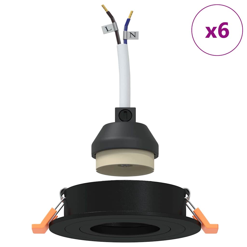 Spotlight 6 pcs Nero 9 x 9 x 2 cm Alluminio