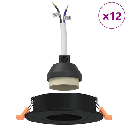 Spotlight 12 pcs Nero 9 x 9 x 2 cm Alluminio