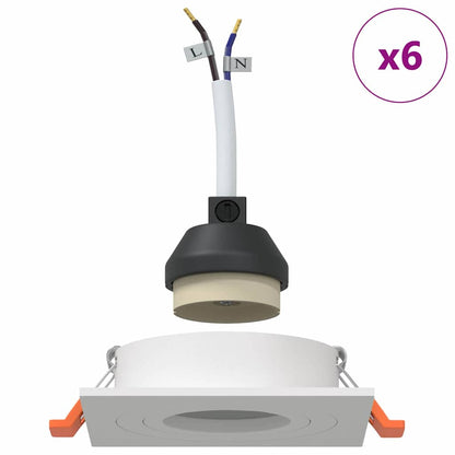 Spotlights con i riflettori 6 pcs Bianco 9 x 9 x cm Alluminio - homemem39