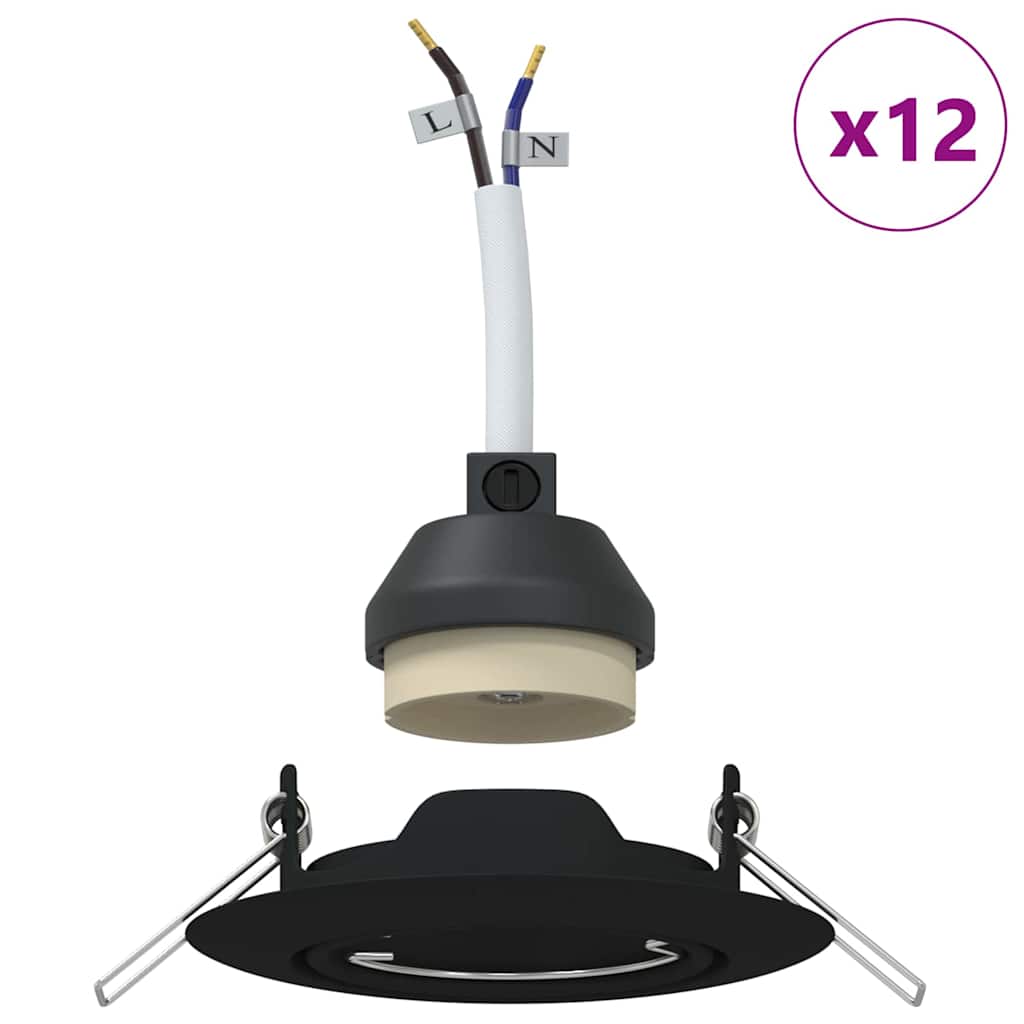 Spotlights con i riflettori 12 pcs Nero 9 x 9 cm Metallo - homemem39
