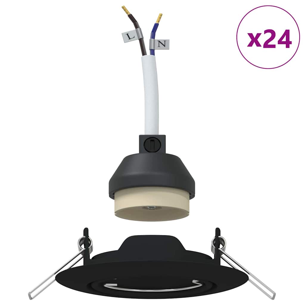 Spotlights con i riflettori 24 pcs Nero 9 x 9 cm Metallo - homemem39