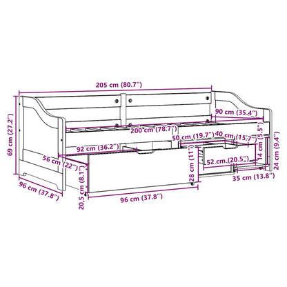 Dormeuse 3 Cassetti senza Materasso Bianco&Rosa 90x200 cm IRUN