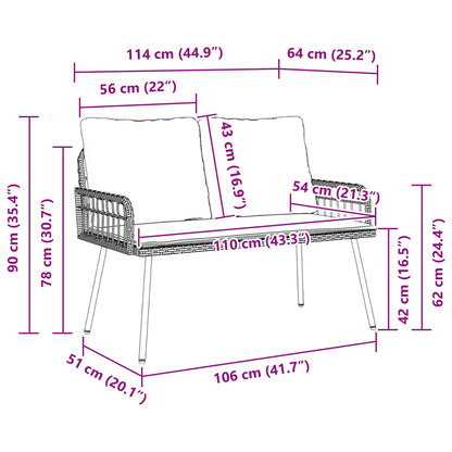Panchina da giardino con cuscino Natura 114 x 64 x 90cm Acciaio