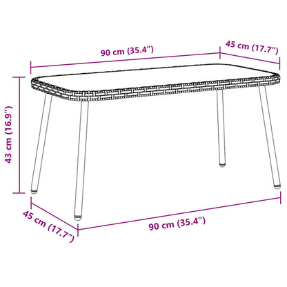 Tavolino da salotto Marrone e Nero 90 x 45 x 43 cm polyrattan | homemem39
