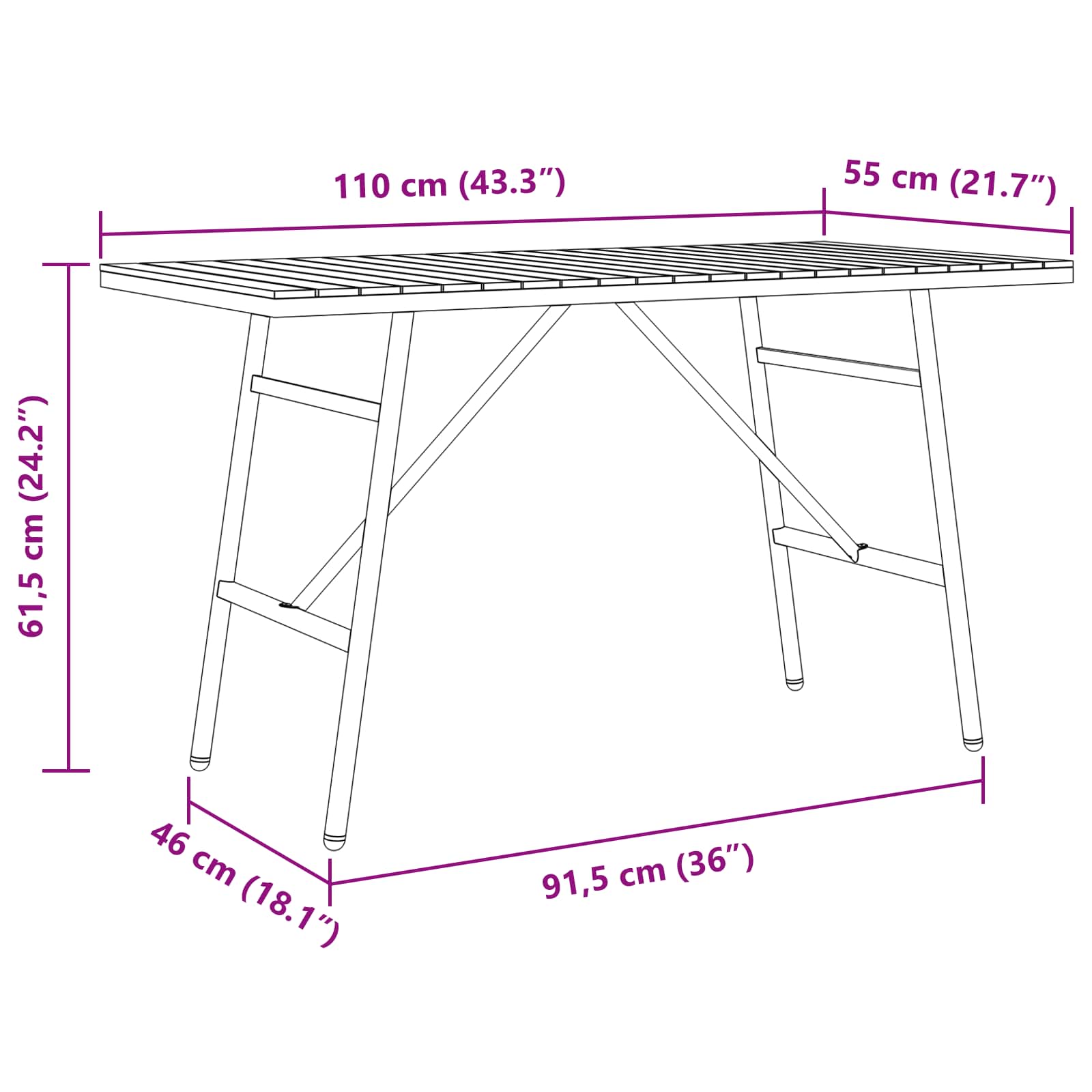 Tavolo da pranzo Marrone 110 x 55 x 61,5 cm | homemem39