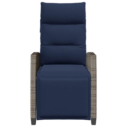 Sedia Reclinabile da Giardino con Tavolino Grigio Polyrattan - homemem39