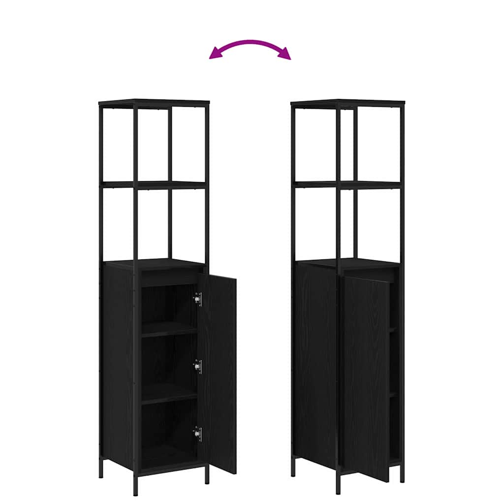Set di mobili per il bagno 3 pcs Rovere Nero Legno multistrato | homemem39