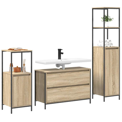 Set di mobili per il bagno con cassetto 3 pcs Rovere Sonoma