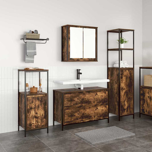 Set di mobili per il bagno 3 pz Rovere fumé 90 x 34,5 x 60 cm | homemem39