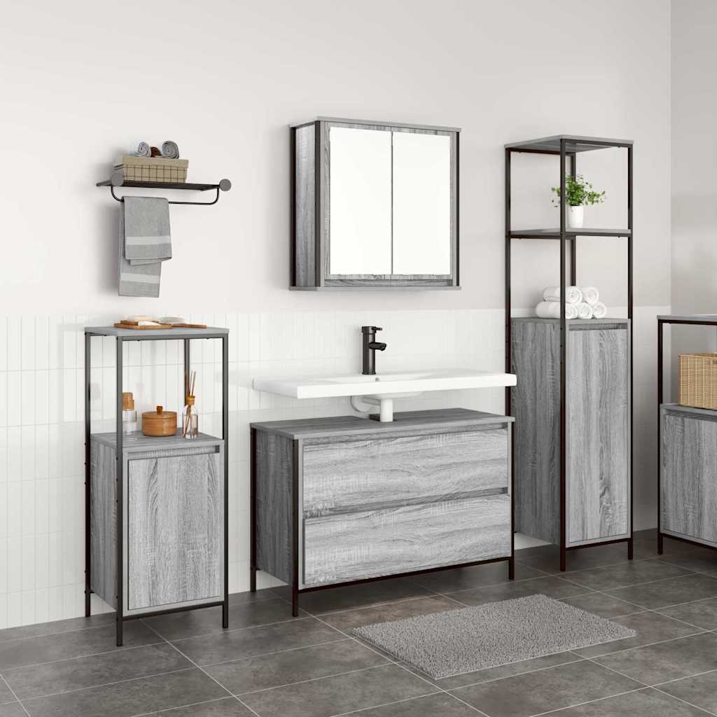 Set di mobili per il bagno 3 pz Grigio Sonoma 90 x 34,5 x 60 cm | homemem39