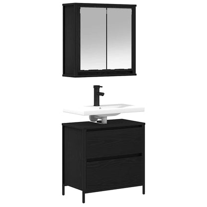 Set Mobili da Bagno 2 pz Rovere Nero in Legno Multistrato | homemem39