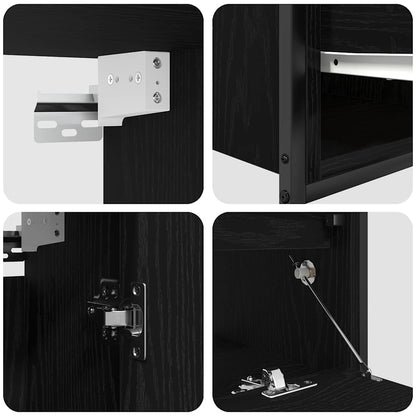 Set Mobili da Bagno 2 pz Rovere Nero in Legno Multistrato