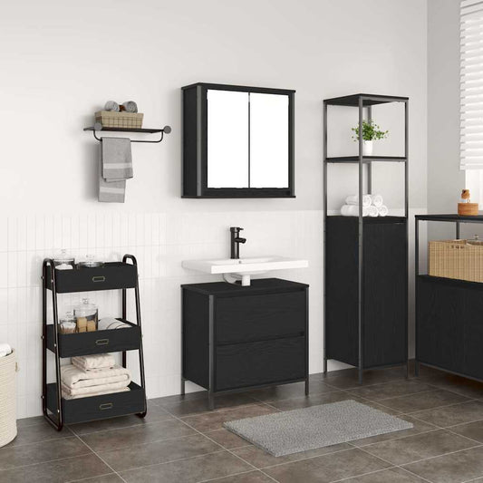 Set Mobili da Bagno 2 pz Rovere Nero in Legno Multistrato | homemem39
