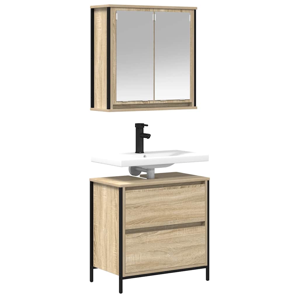 Set Mobili da Bagno 2 pz Rovere Sonoma in Legno Multistrato | homemem39