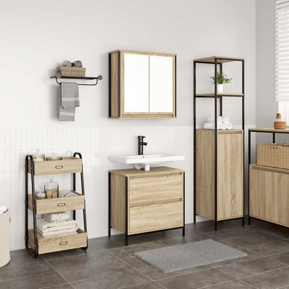 Set Mobili da Bagno 2 pz Rovere Sonoma in Legno Multistrato | homemem39