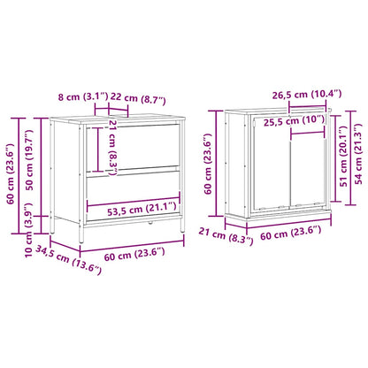 Set Mobili da Bagno 2 pz Rovere Fumo in Legno Multistrato | homemem39