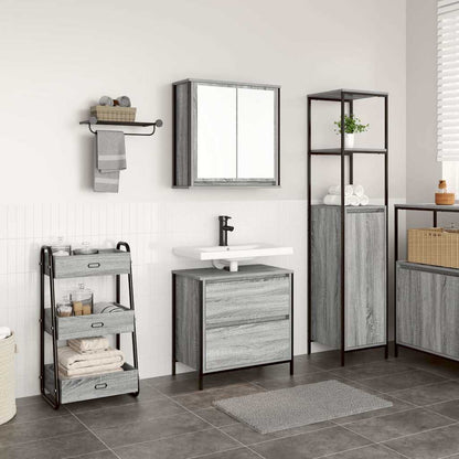 Set Mobili da Bagno 2 pz Grigio Sonoma in Legno Multistrato | homemem39