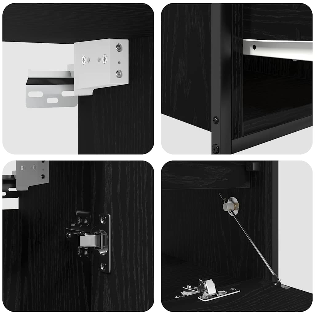 Set di mobili per il bagno 5 pcs Nero Legno multistrato | homemem39