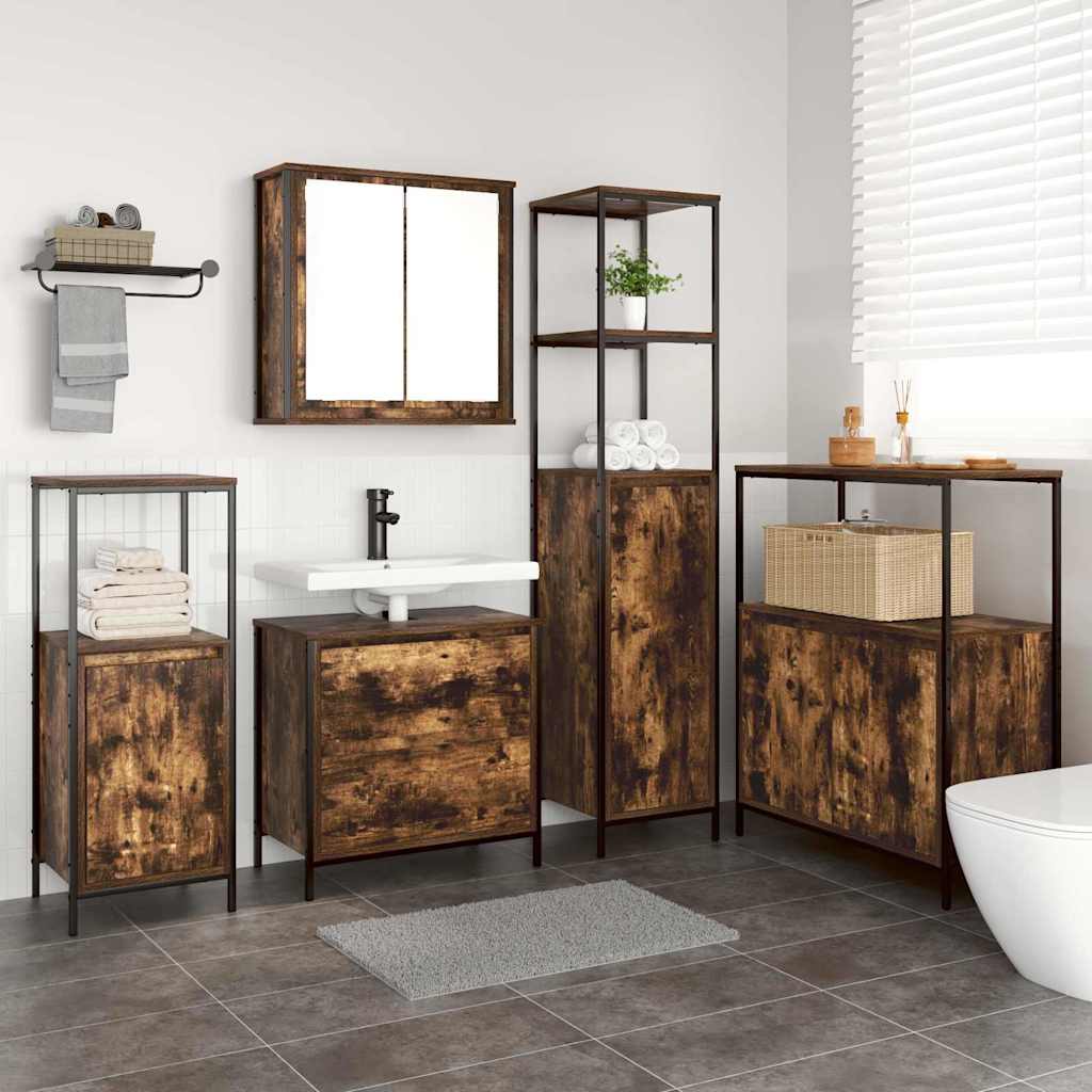 Set di mobili per il bagno 5 pcs Marrone Legno multistrato