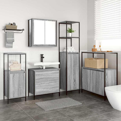 Set di mobili per il bagno 5 pcs Grigio Legno multistrato | homemem39