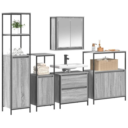 Set di mobili per il bagno 5 pcs Grigio Legno multistrato | homemem39