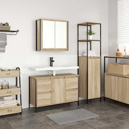 Set di mobili per il bagno 2 pz Rovere Sonoma e Nero | homemem39