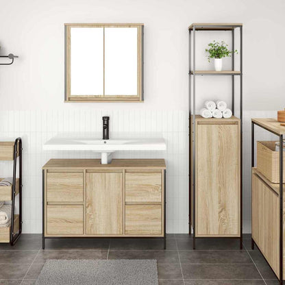 Set di mobili per il bagno 2 pz Rovere Sonoma e Nero | homemem39