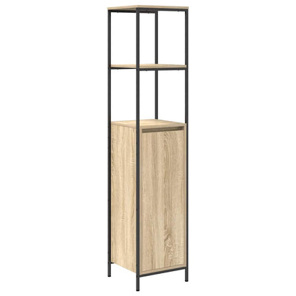 Set di mobili per il bagno con porta 3 pcs Rovere Sonoma e Nero | homemem39