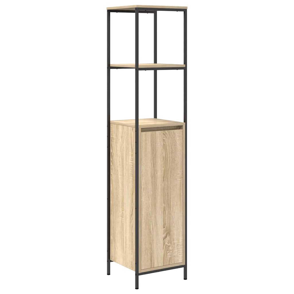 Set di mobili per il bagno con porta 3 pcs Rovere Sonoma e Nero
