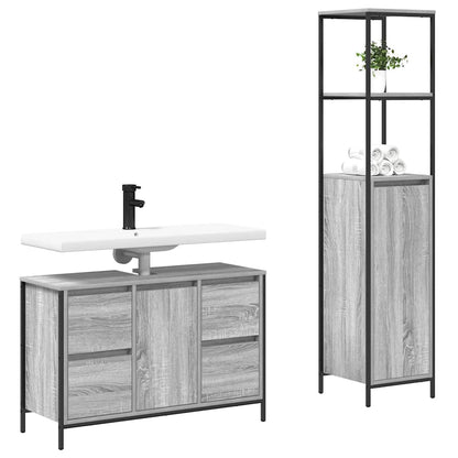 Set di mobili per il bagno 2 pz Grigio Sonoma e Nero | homemem39