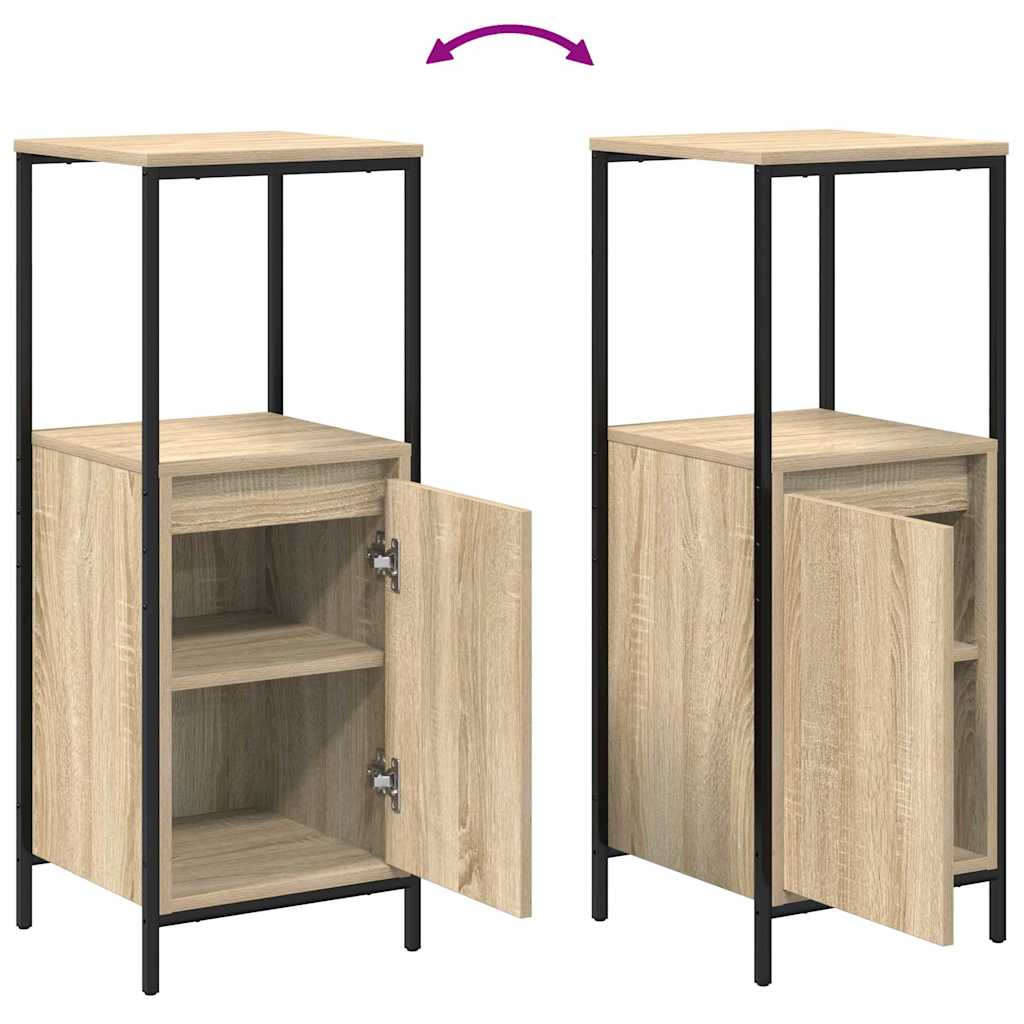 Set di mobili per il bagno con porta 3 pcs Rovere Sonoma e Nero | homemem39