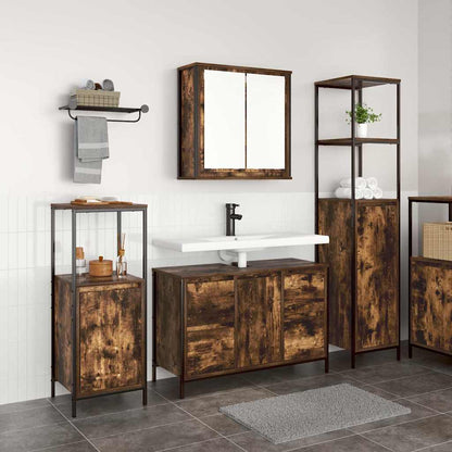 Set di mobili per il bagno 3 pz Rovere Affumicato e Nero | homemem39