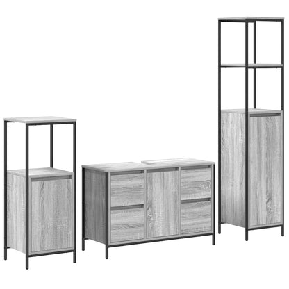 Set di mobili per il bagno 3 pz Grigio Sonoma e Nero | homemem39