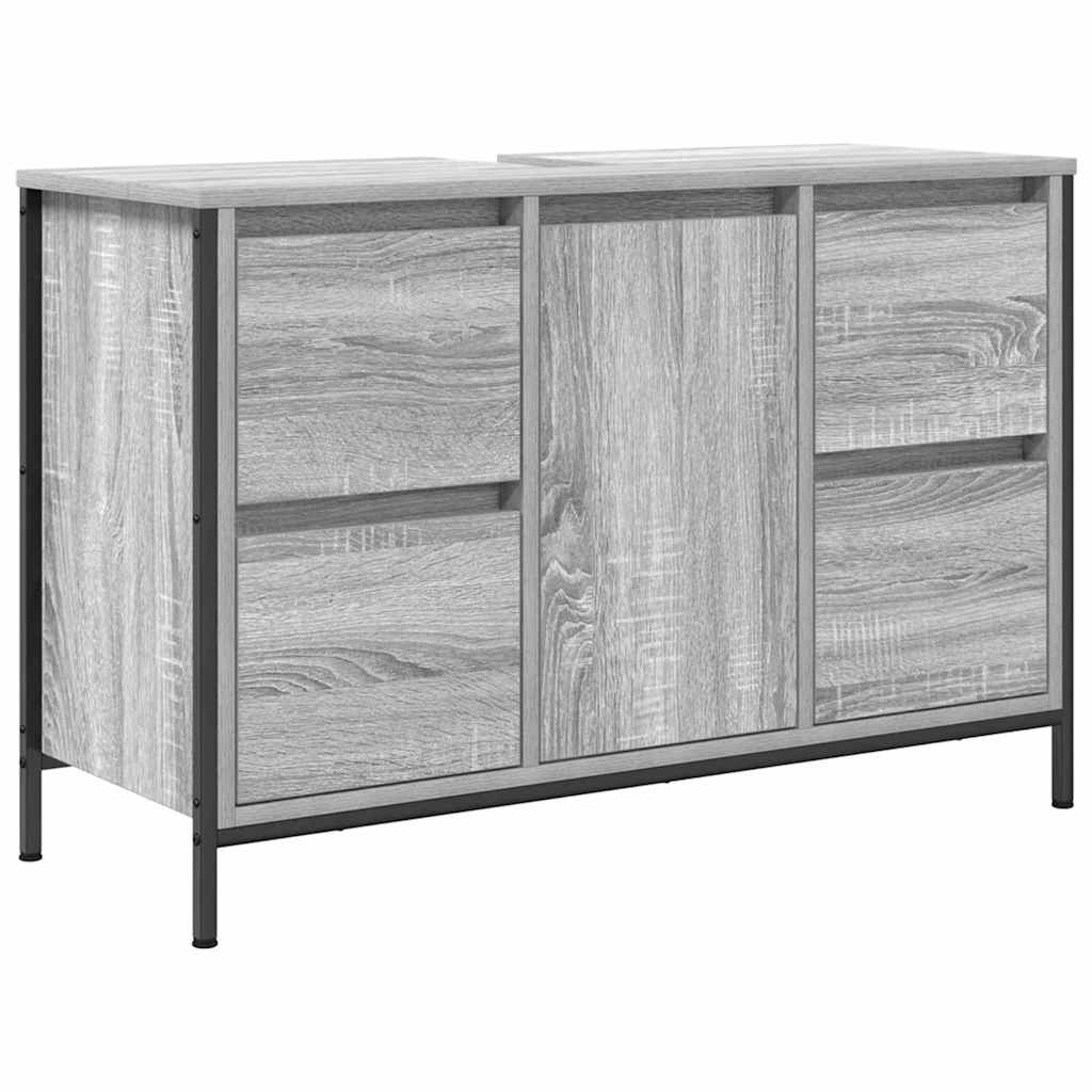 Set di mobili per il bagno 3 pz Grigio Sonoma e Nero | homemem39