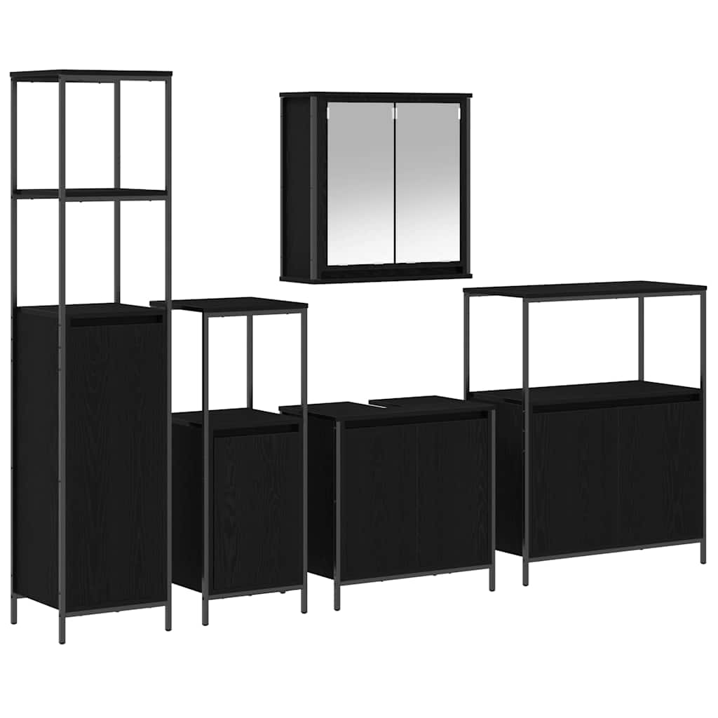 Set di mobili per il bagno 5 pz Rovere Nero 36 x 35 x 165 cm | homemem39
