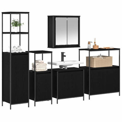 Set di mobili per il bagno 5 pz Rovere Nero 36 x 35 x 165 cm | homemem39