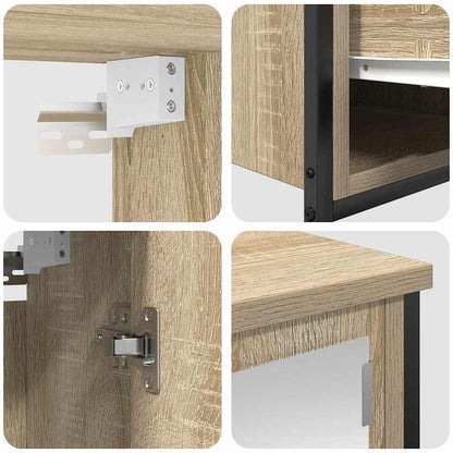 Set di mobili per il bagno con porta 5 pcs Rovere Sonoma e Nero | homemem39