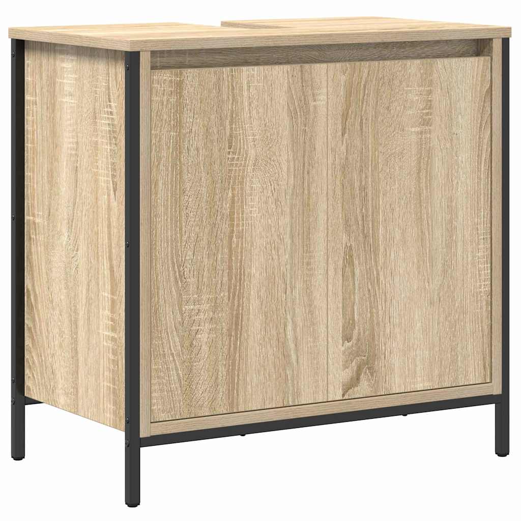 Set di mobili per il bagno con porta 3 pcs Rovere Sonoma e Nero | homemem39