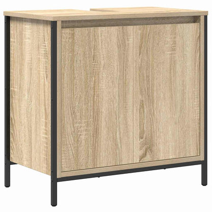 Set di mobili per il bagno con porta 3 pcs Rovere Sonoma e Nero