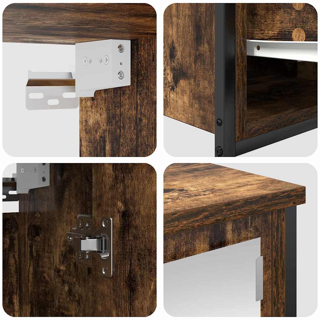 Set di mobili per il bagno 5 pcs Rovere Affumicato e Nero
