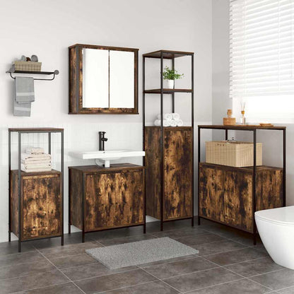Set di mobili per il bagno 5 pcs Rovere Affumicato e Nero | homemem39