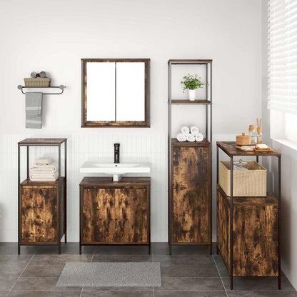 Set di mobili per il bagno 5 pcs Rovere Affumicato e Nero | homemem39