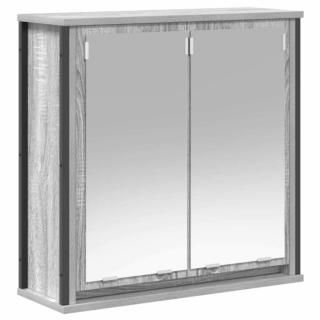 Set di mobili per il bagno con porta 5 pcs Grigio Sonoma e Nero