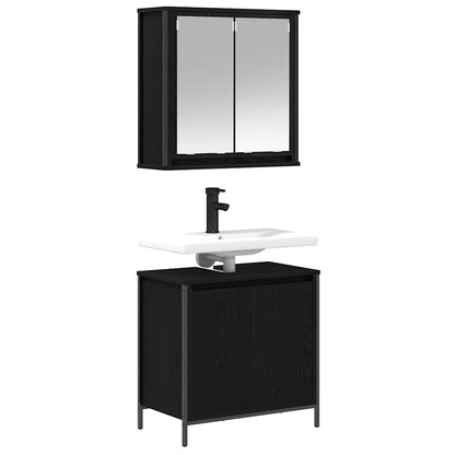 Set Mobili da Bagno 2 pz Rovere Nero in Legno Multistrato | homemem39