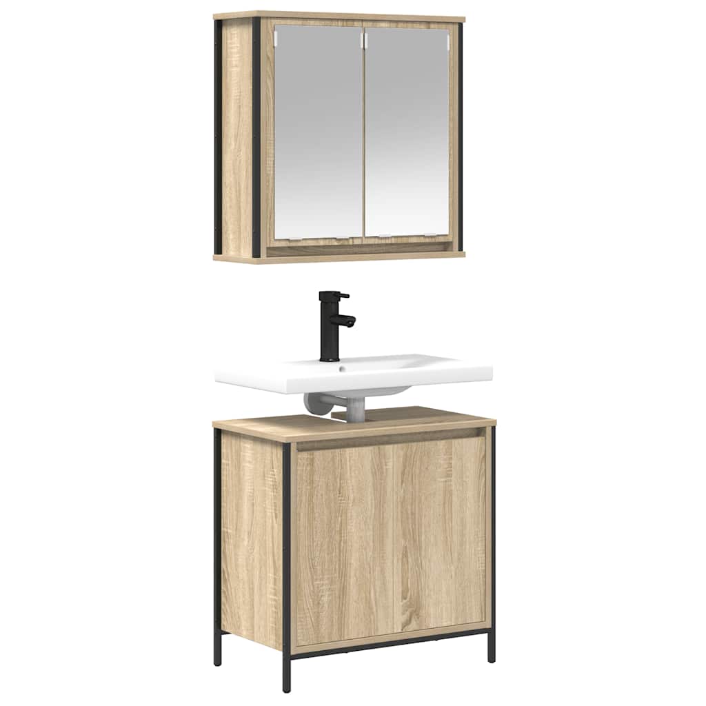 Set Mobili da Bagno 2 pz Rovere Sonoma in Legno Multistrato | homemem39