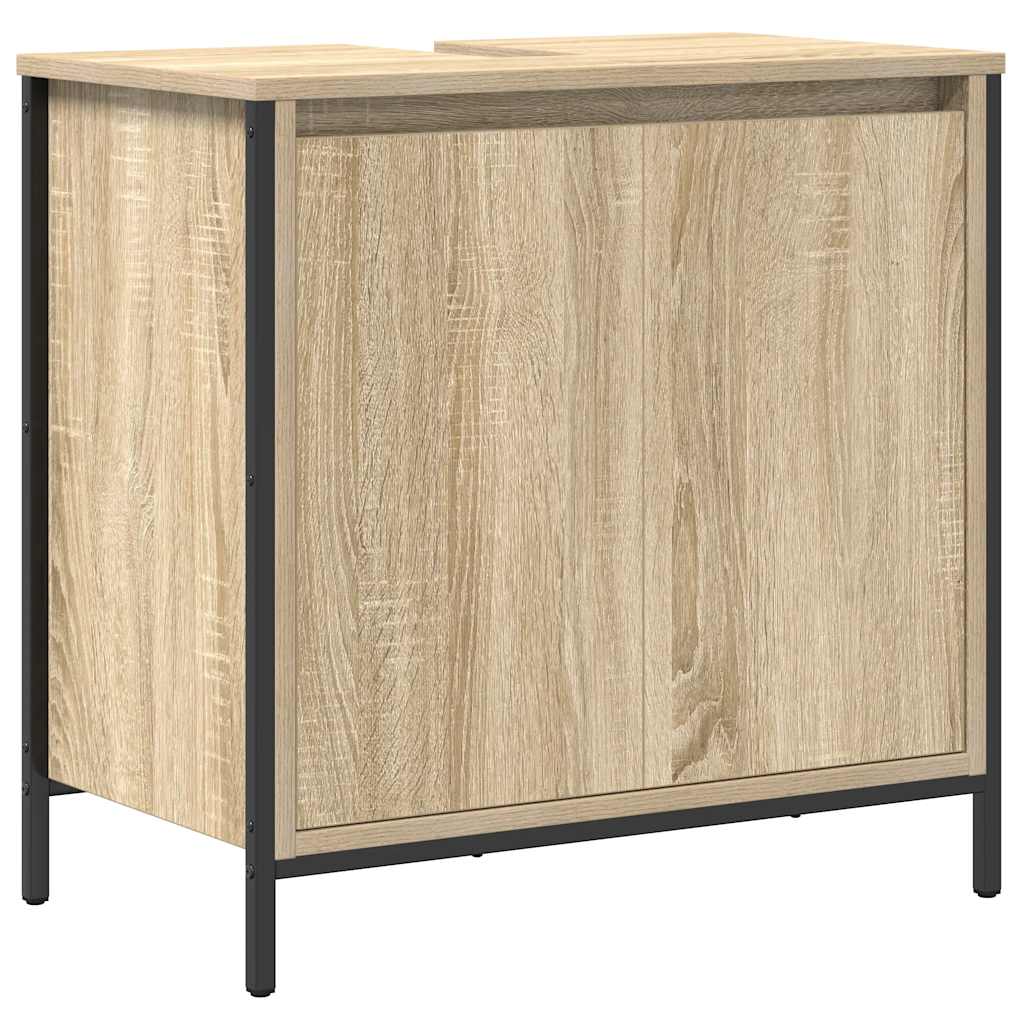 Set Mobili da Bagno 2 pz Rovere Sonoma in Legno Multistrato