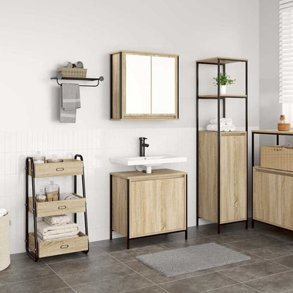 Set Mobili da Bagno 2 pz Rovere Sonoma in Legno Multistrato