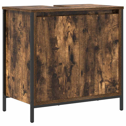 Set Mobili da Bagno 2 pz Rovere Fumo in Legno Multistrato